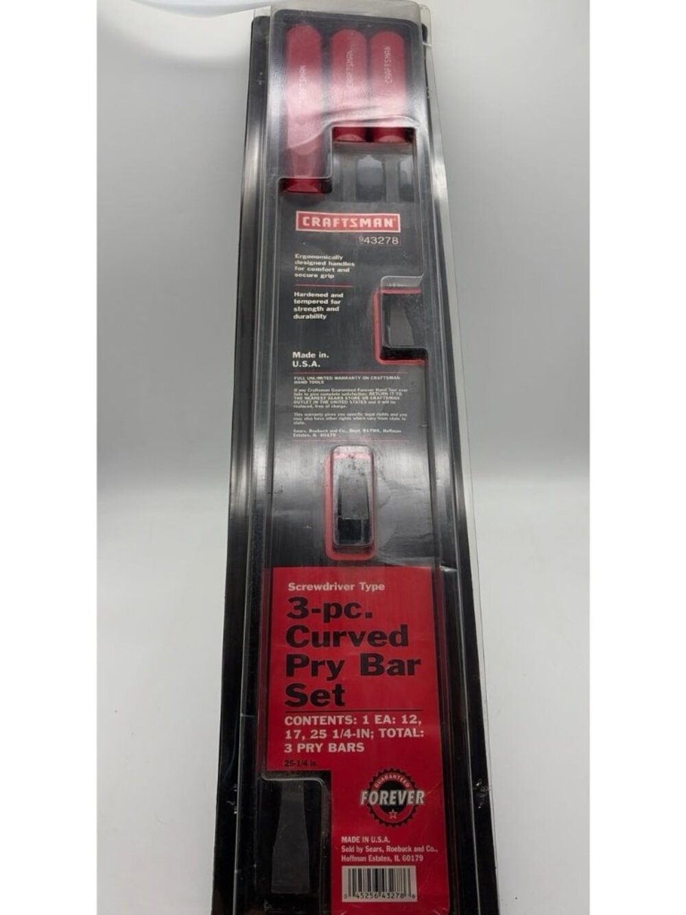 Craftsman 3 Piece Pry Bar 9-43278 Curved 25" 17" 12"
